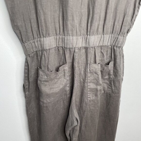JAMES PERSE Linen Jumpsuit Sz 2 Medium NWOT Gray Short Sleeve Wide Leg Relaxed - Picture 4 of 7